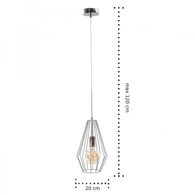 Lampa wisząca loftowa 1xE27 LEX SILVER - obrazek 2