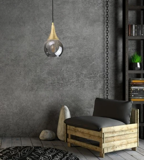 Lampa wisząca nowoczesna 1xE27 LACRIMA SMOKY/GOLD - obrazek 2