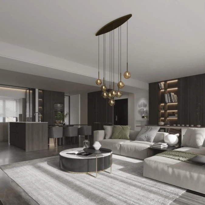 Lampa wisząca z brązowymi elementami i bursztynowymi kloszami ESTERA 6149 9xG9 TK Lighting - obrazek 2