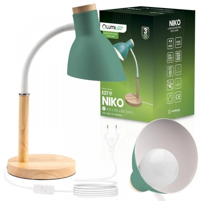 Lampka biurkowa dekoracyjna E27 NIKO Zielona Lumiled - obrazek 2