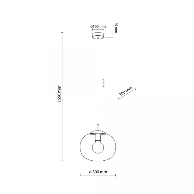 Lampa wisząca z kulistym, czarnym kloszem ze szkła VIBE 1xE27 4837 TK Lighting - obrazek 3