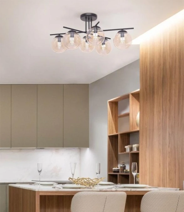 Lampa sufitowa bursztynowa z czarną konstrukcją z serii DELTA K‑5162 Kaja Lighting - obrazek 3