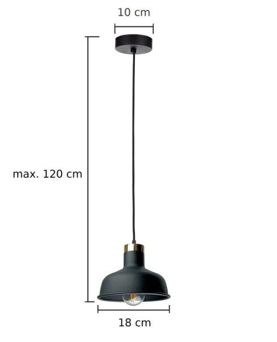 Lampa wisząca nowoczesna 1xE27 HEBE BLACK - obrazek 3