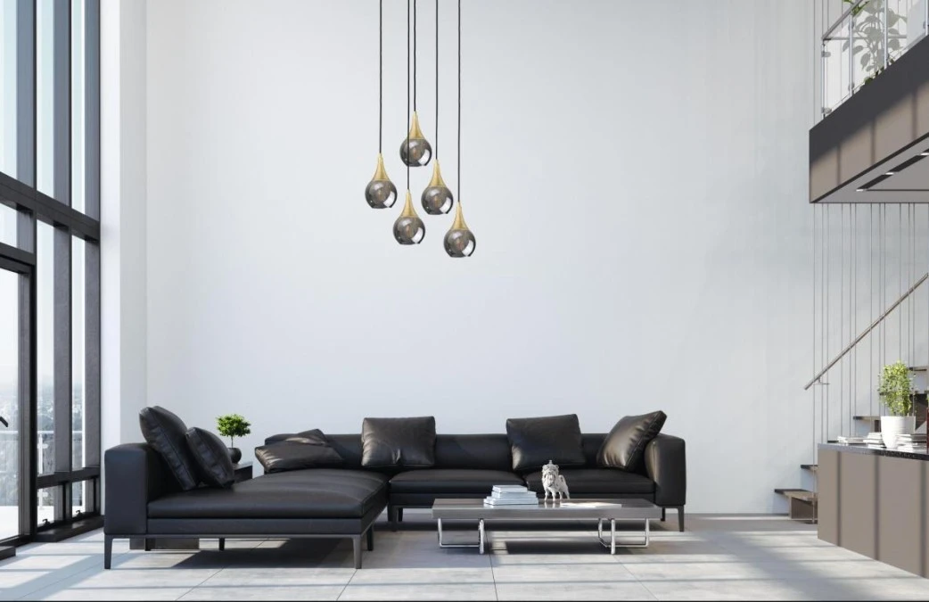 Lampa wisząca nowoczesna 5xE27 LACRIMA SMOKY/GOLD - obrazek 2