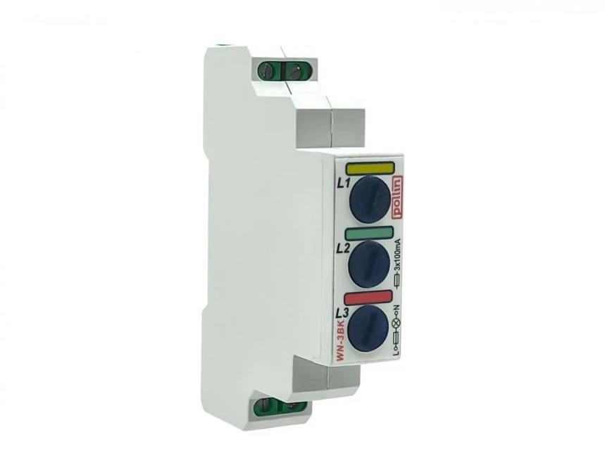Lampka modułowa 3‑fazowa żółta/czerwona/zielona z bezpicznikiem 5x20mm 100mA 10‑250V AC WN‑3BK - obrazek 3