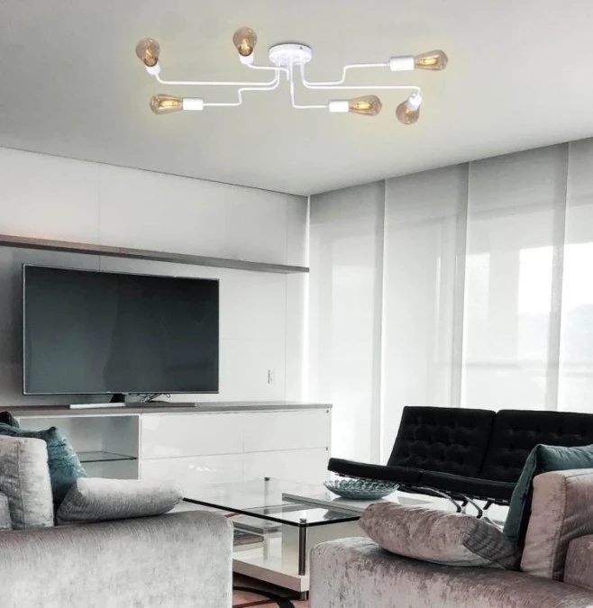 Lampa sufitowa PEKA biała, nowoczesny, minimalistyczny styl, gwint E27 K‑4040 Kaja Lighting - obrazek 2