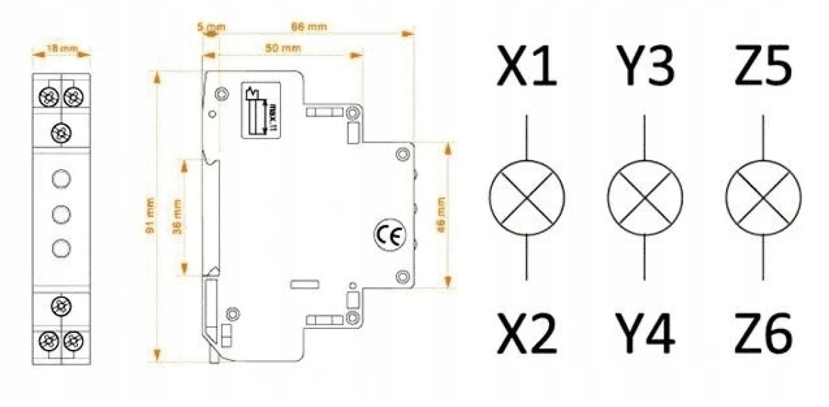 Lampka kontrolna półmodułowa niebieska 1F 230V - obrazek 2