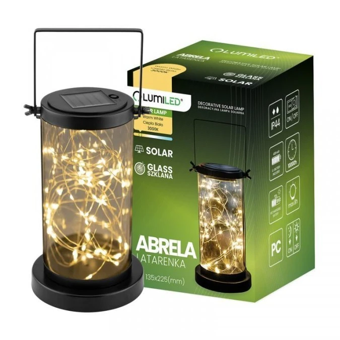Lampa Solarna LED ABRELA Zewnętrzna Ogrodowa Stojąca Wisząca Latarenka 3000K IP44 LUMILED - obrazek 1