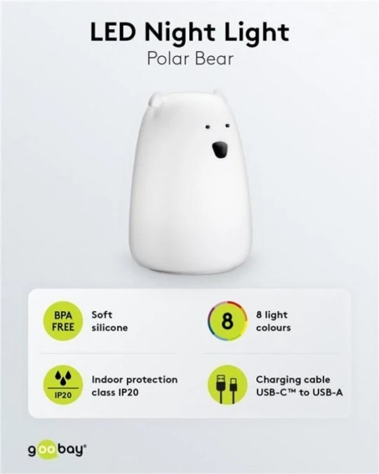 Lampka nocna LED Miś polarny, biała, 61647 - obrazek 2