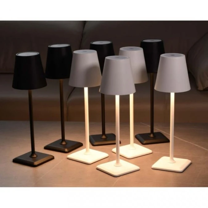 lampka LED bezprzewodowa dotykowa stołowa klosz biała - obrazek 3
