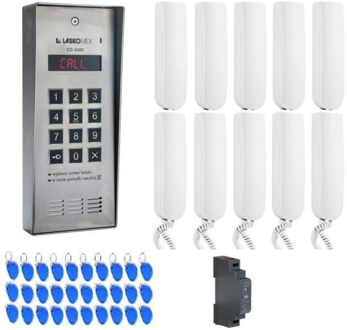 LASKOMEX SYSTEM DOMOFONU 10 LOKATORÓW, 1 WEJŚCIE - obrazek 2
