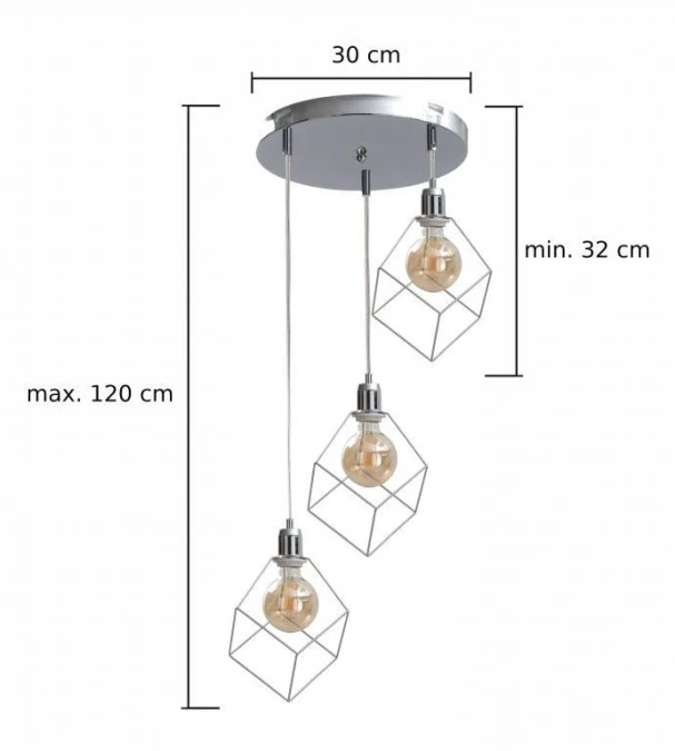 Lampa wisząca loftowa 3x E27 RUBEN SILVER - obrazek 2