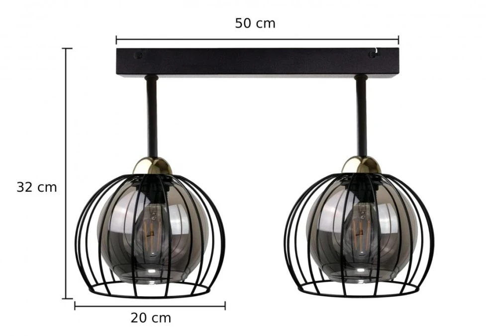 Lampa sufitowa nowoczesna loftowa 2xE27 SOLO BLACK/GOLD - obrazek 3