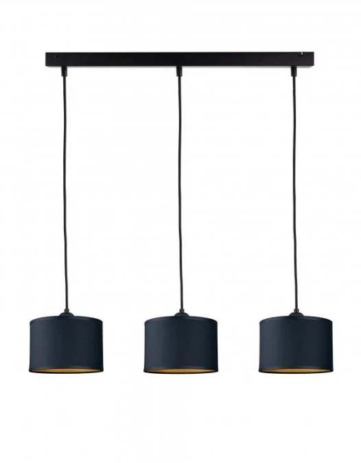 Lampa wisząca nowoczesna abażur 3xE27 FLOW BLACK - obrazek 1