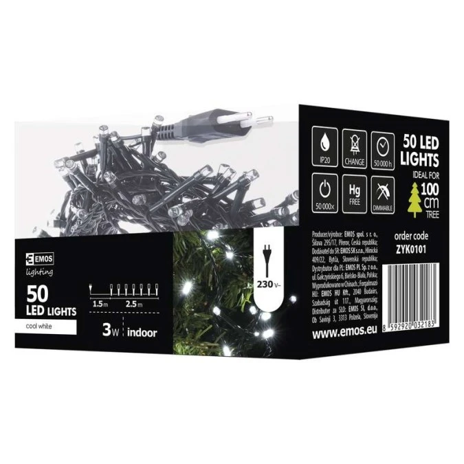 Lampki choinkowe XMAS ZYK 3W 50LED 2,5m IP20 zimny biały D4GC01 - obrazek 2