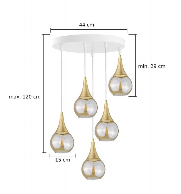 Lampa wisząca nowoczesna 5xE27 LACRIMA WHITE - obrazek 3