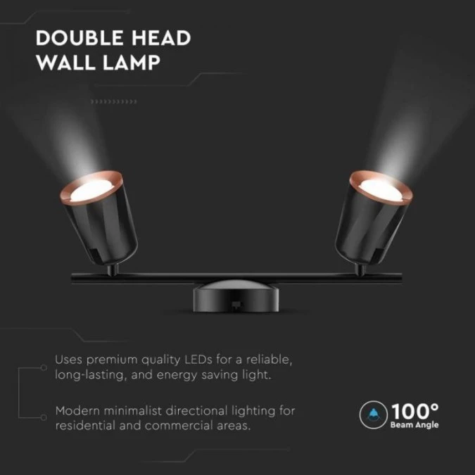 Lampa Ścienna LED 10W 1080lm 3000K IP20 Czarny 218255 - obrazek 3