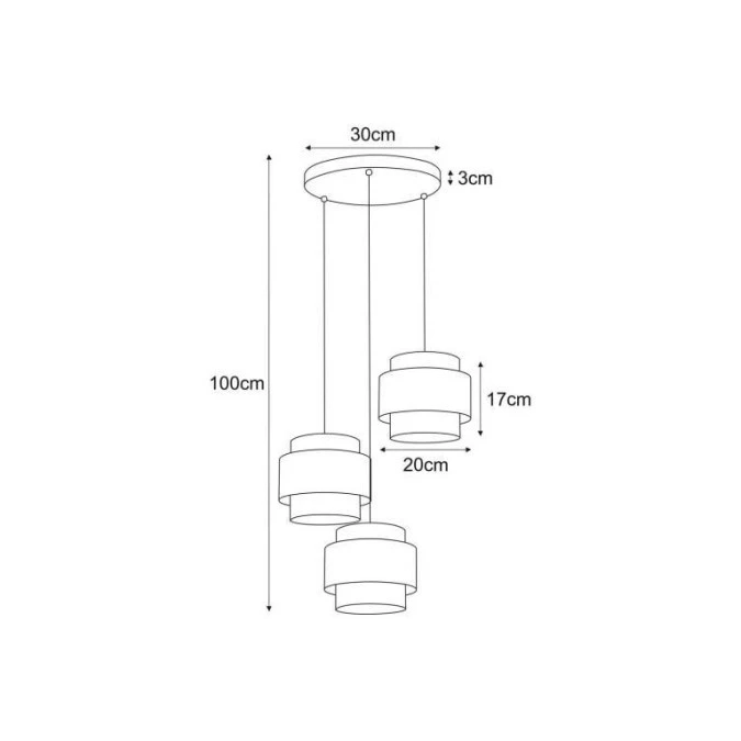 Lampa wisząca GATO do salonu, czarna podsufitka, trzy klosze czarno‑beżowe, gwint E27 K‑5232 Kaja Lighting - obrazek 2