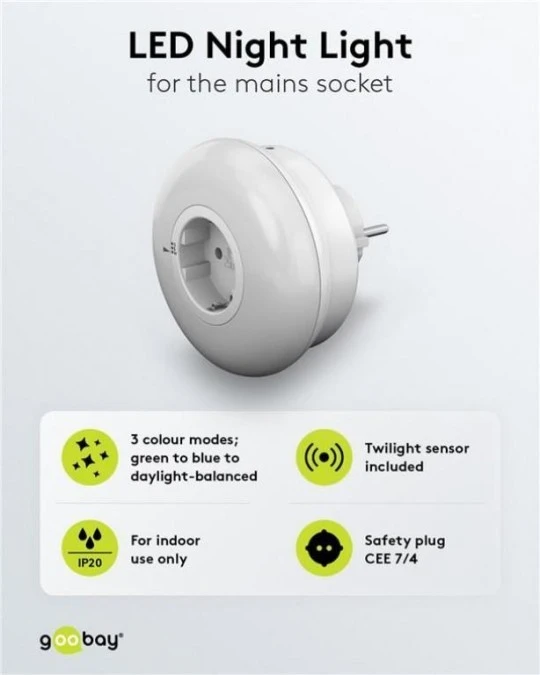 Lampka nocna LED do gniazdka, 64567 - obrazek 2