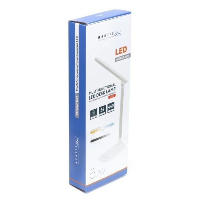 Lampka biurkowa wielofunkcyjna LED 5,7W 440lm biała Montis MT042‑WH - obrazek 3