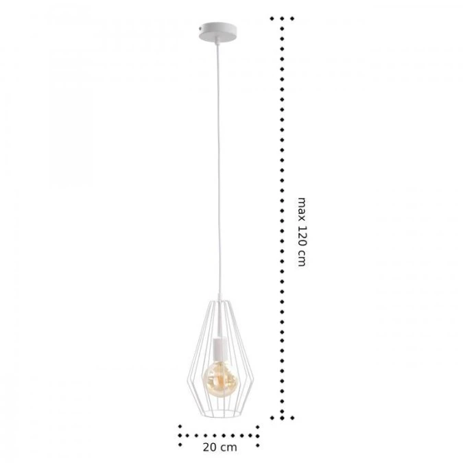 Lampa wisząca loftowa 1xE27 LEX WHITE - obrazek 2