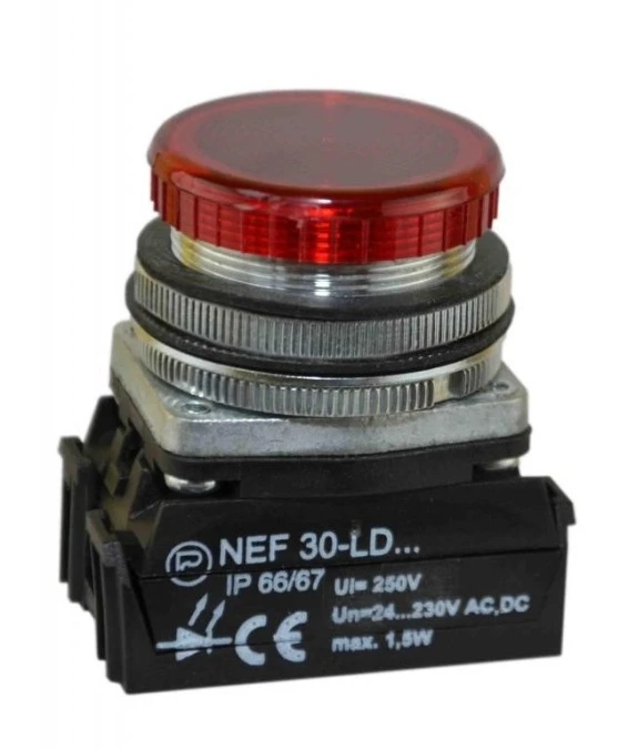 Lampka sygnalizacyjna 30mm czerwona 24‑230V AC/DC W0‑LDU1‑NEF30LD C - obrazek 3