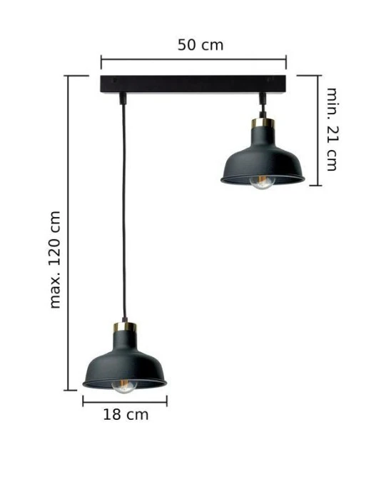 Lampa wisząca nowoczesna 2xE27 HEBE BLACK - obrazek 3