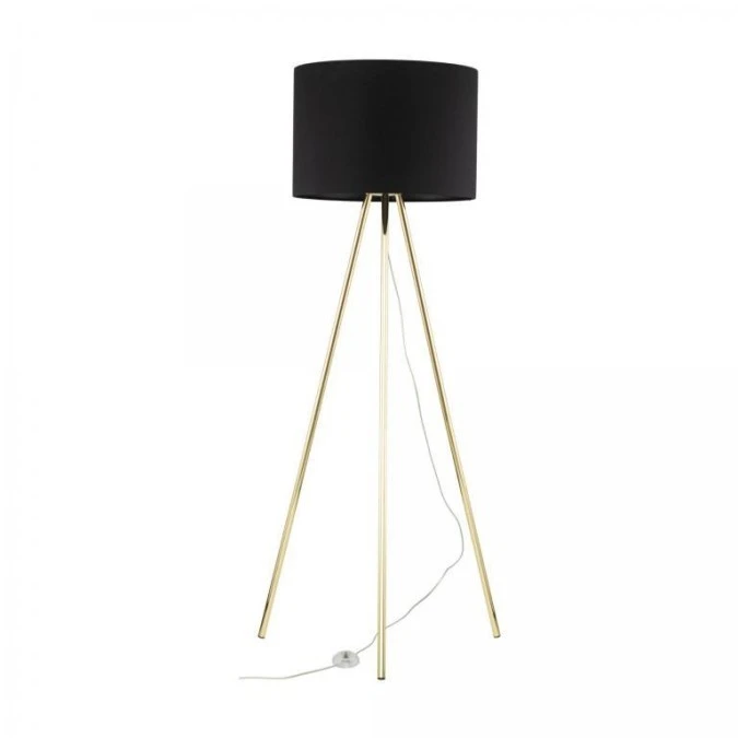 Lampa podłogowa na czarnym trójnogu w złotym kolorze na E27 czarny abażur UMBERTO 6635 TK Lighting - obrazek 2