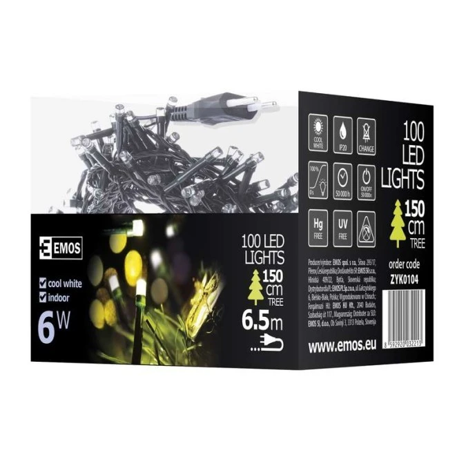 Lampki choinkowe Classic 100 LED 5m zimna biel, zielony przewód, IP20 - obrazek 2