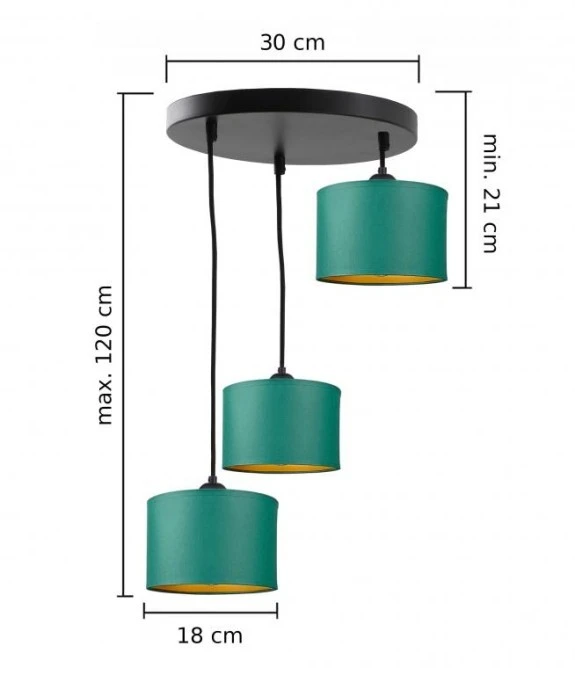 Lampa wisząca nowoczesna abażur 3x E27 FLOW GREEN - obrazek 3