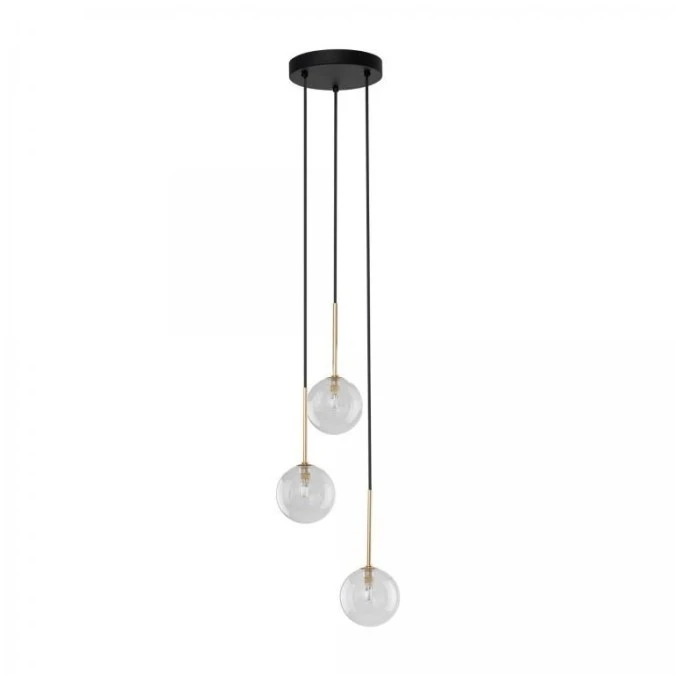 Lampa wisząca na okrągłej rozecie ze szklanymi kulami NILOSczarno‑złota 3xG9 5942 TK Lighting - obrazek 2
