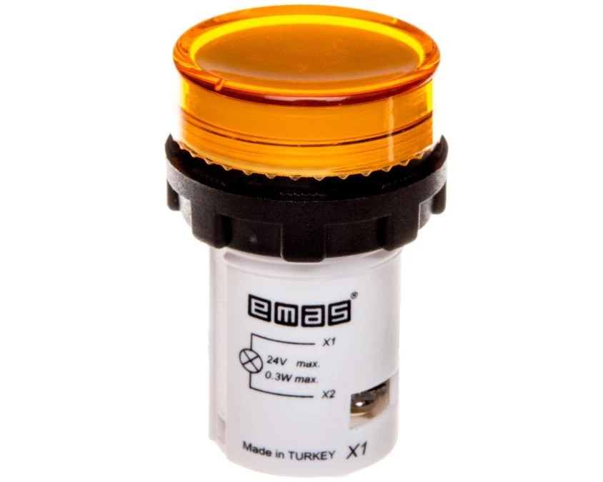 Lampka sygnalizacyjna MB z LED, monoblok, 24V AC/DC, płaski klosz, żółta T0‑MBSD024S - obrazek 1
