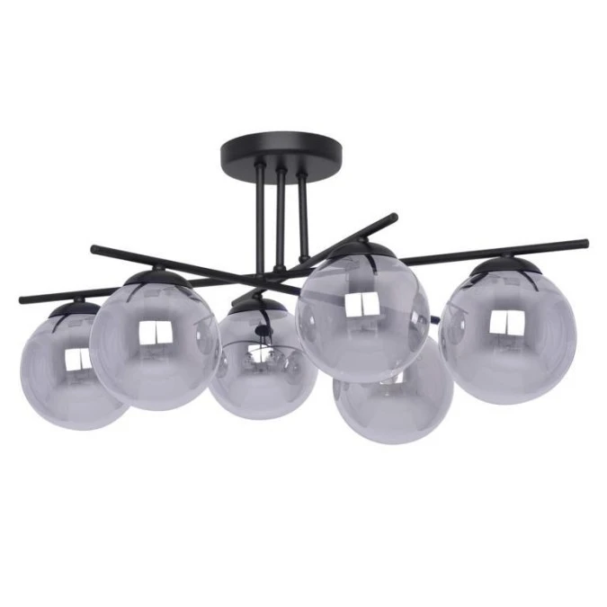 Lampa sufitowa GAMMA, szklane grafitowe klosze na E14, metalowe czarne ramiona K‑5167 Kaja Lighting - obrazek 1