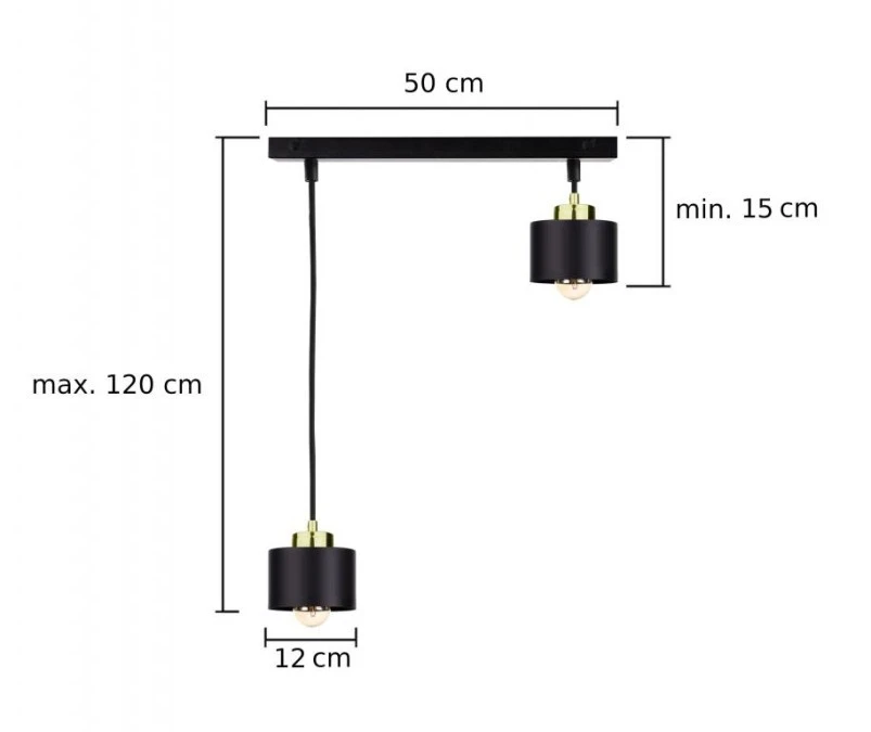 Lampa wisząca nowoczesna 2xE27 SIMPLY BLACK/GOLD - obrazek 2