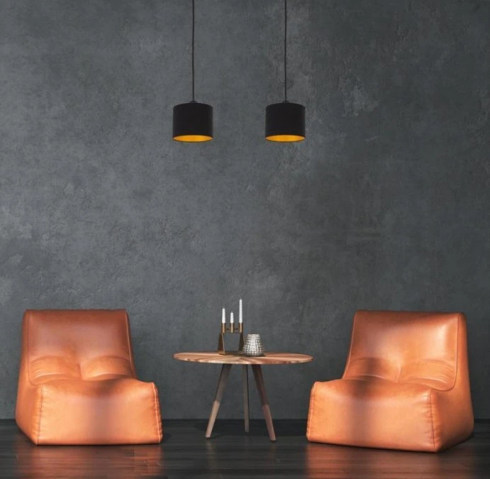 Lampa wisząca nowoczesna abażur 2xE27 FLOW BLACK - obrazek 2