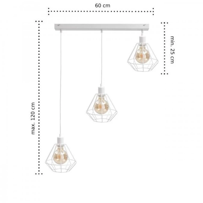 Lampa wisząca loftowa 3xE27 FOSKAL WHITE - obrazek 2