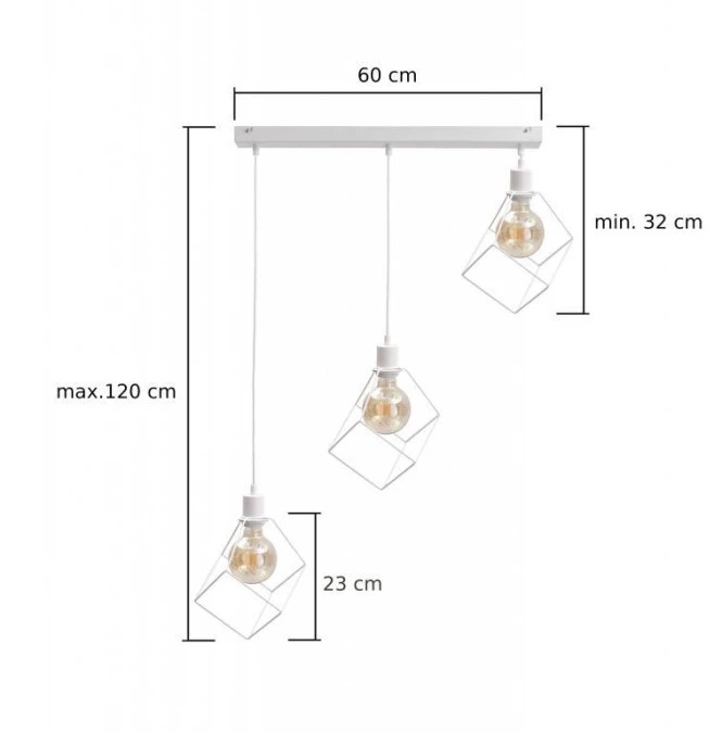 Lampa wisząca loftowa 3xE27 RUBEN WHITE - obrazek 2