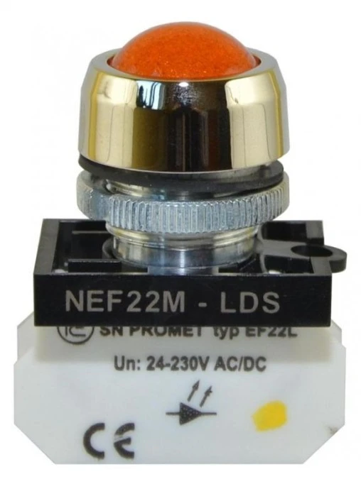 Lampka NEF22 metalowa sferyczna błyskająca żółta W0‑LD‑NEF22MLDSB G - obrazek 1