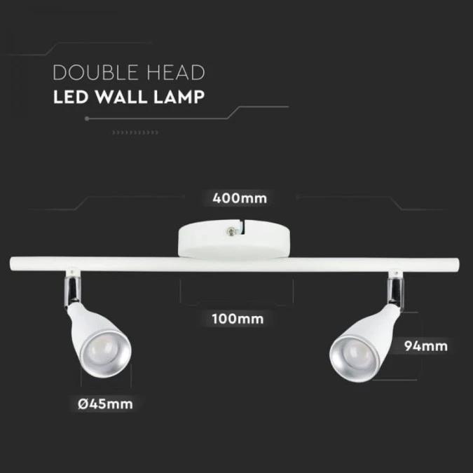 Lampa Ścienna LED 9W 840lm 3000K IP20 Biały 218266 - obrazek 2