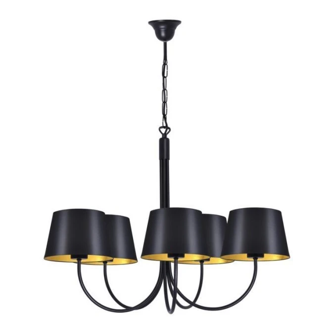 Lampa wisząca SASTO na łańcuszku, pięć kloszy czarno‑złotych K‑4336 Kaja Lighting - obrazek 1