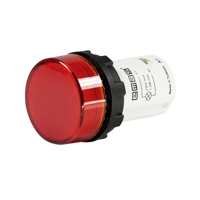Lampka sygnalizacyjna MB z LED, monoblok, 230V AC, płaski klosz, czerwona T0‑MBSD220K - obrazek 3