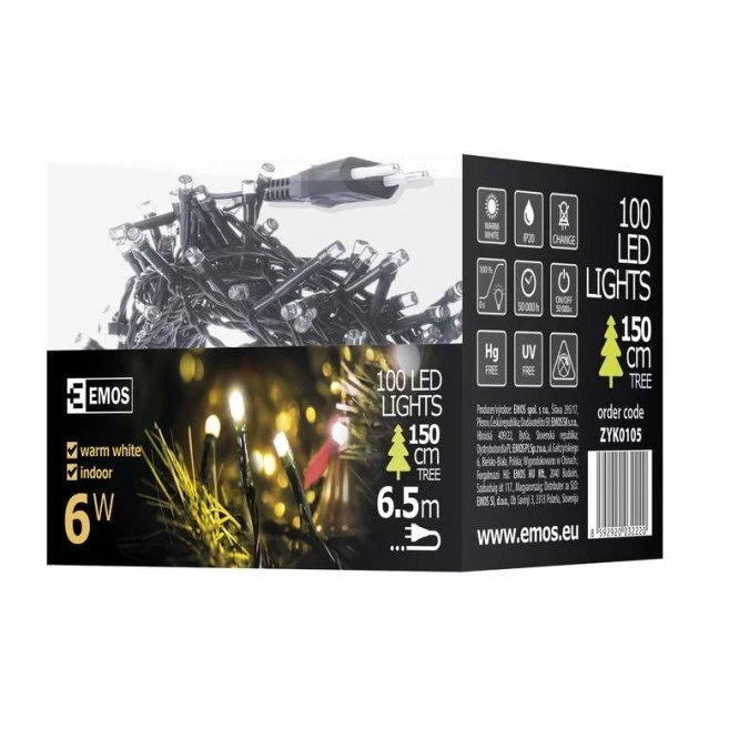 Lampki choinkowe Classic 100 LED 5m ciepła biel, zielony przewód, IP20 - obrazek 2
