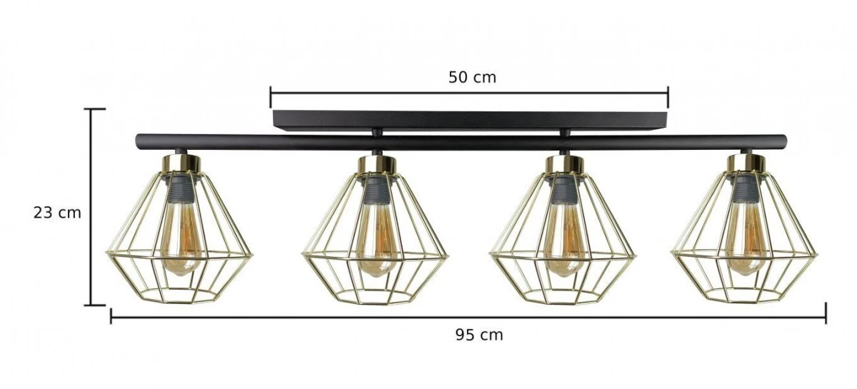 Lampa sufitowa nowoczesna 4xE27 FEBRIS BLACK/GOLD - obrazek 3