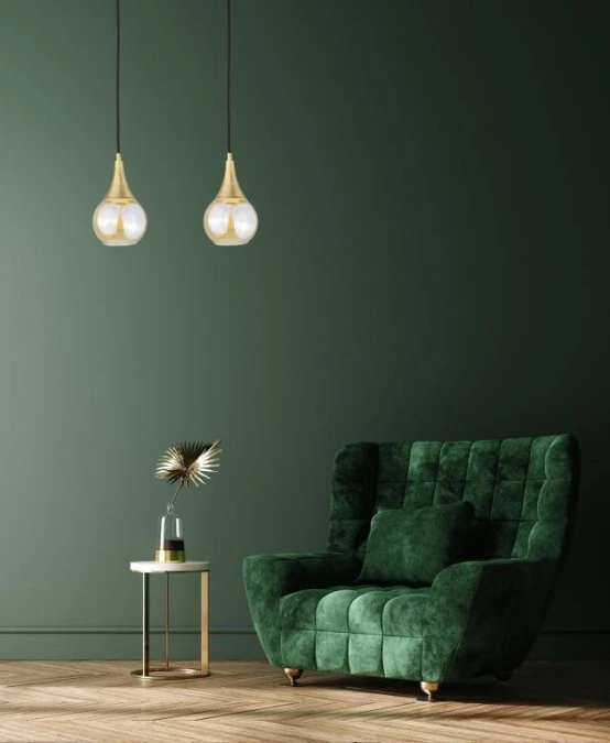 Lampa wisząca nowoczesna 2xE27 LACRIMA HONEY/GOLD - obrazek 2