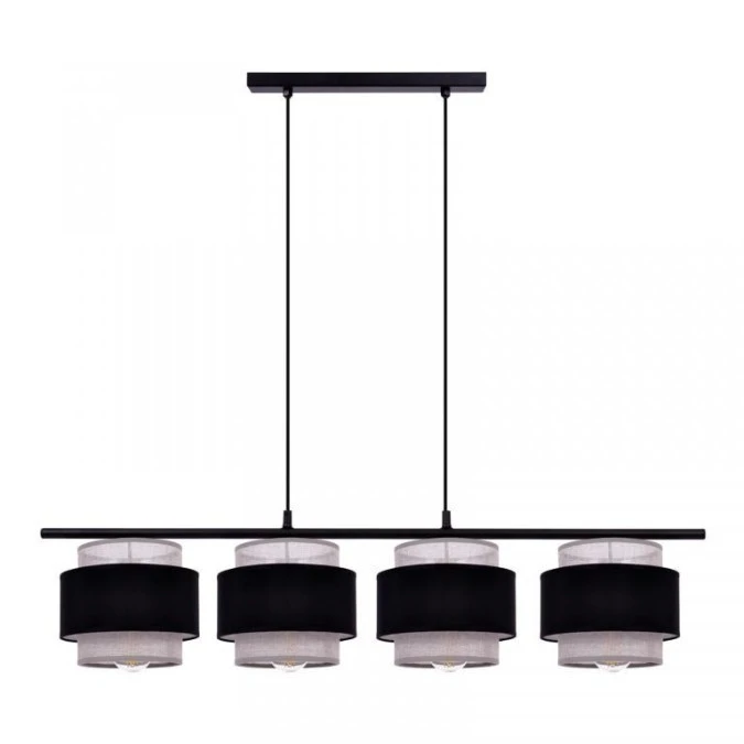 Lampa wisząca na listwie ESTELA na E27, czarno‑szare klosze K‑5173 Kaja Lighting - obrazek 1