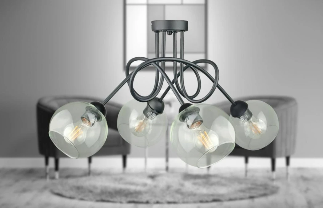 Lampa sufitowa nowoczesna 4xE27 EVIE BLACK - obrazek 3