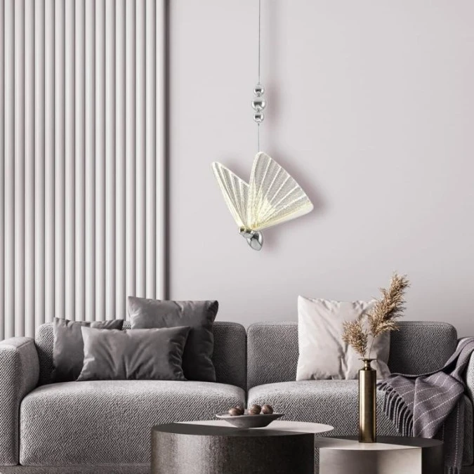 Lampa wisząca Mariposa chromowany motyl z delikatnym światłem LED CTT LP‑1715/1P CH Light Prestige - obrazek 3