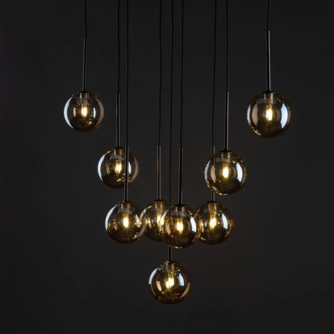 Lampa wisząca z brązowymi elementami i bursztynowymi kloszami ESTERA 6149 9xG9 TK Lighting - obrazek 3