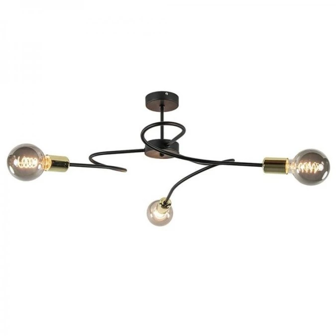 Lampa sufitowa nowoczesna 3xE27 FIORE BLACK/GOLD - obrazek 1