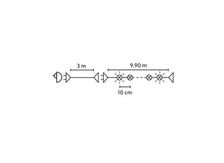 Lampki Bulinex 100led biały ciepły/biały ciepły 9,90m flesz z dodatkowym gniazdem sznur - obrazek 3